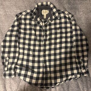 Forever 21 Black & White Casual Plaid Button Down Long Sleeve Shirt